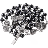 St. Benedict Hematite Rosary - With Box