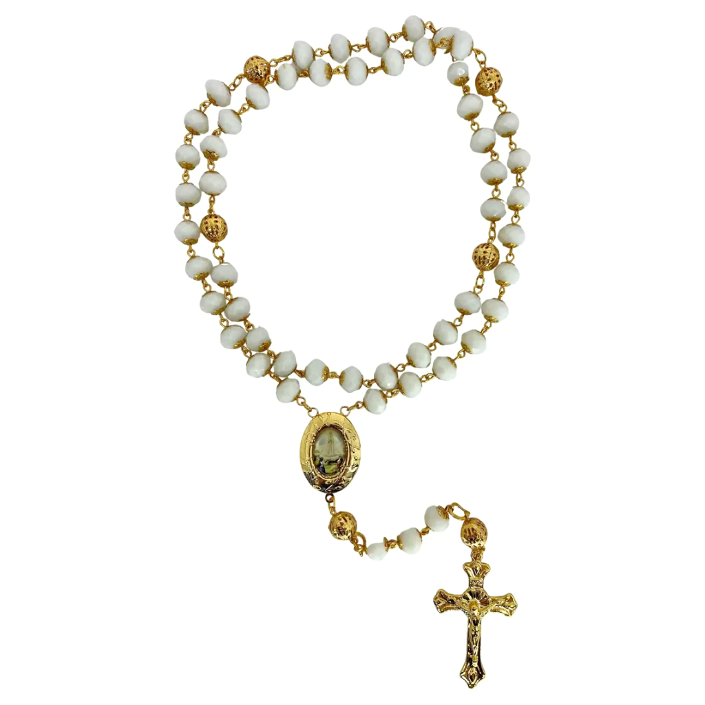 Terço Nossa Senhora De Fátima Cristal Branco