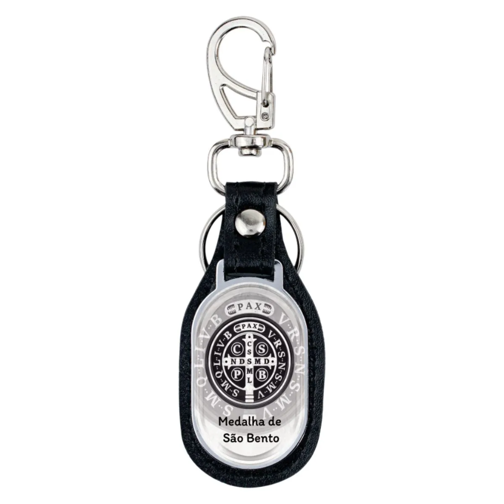 Chaveiro Medalha de São bento - Couro Sintético