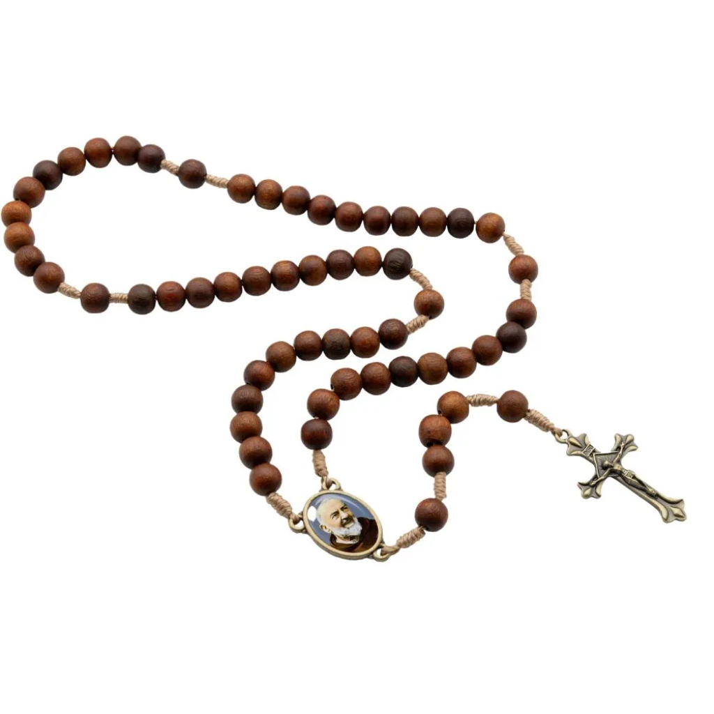 Wooden Saint Pio of Pietrelcina Rosary