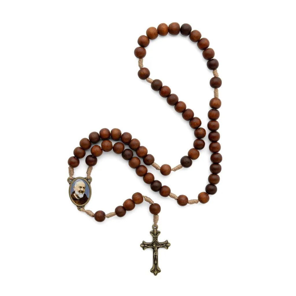 Wooden Saint Pio of Pietrelcina Rosary