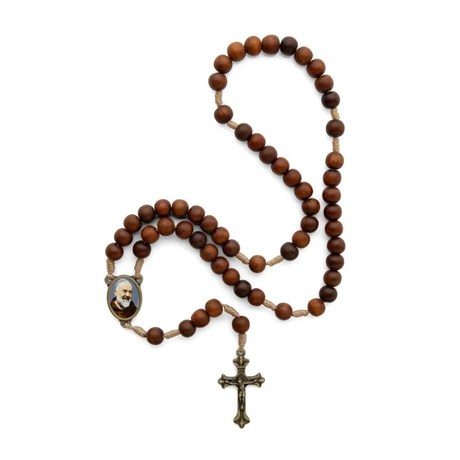 Wooden Saint Pio of Pietrelcina Rosary