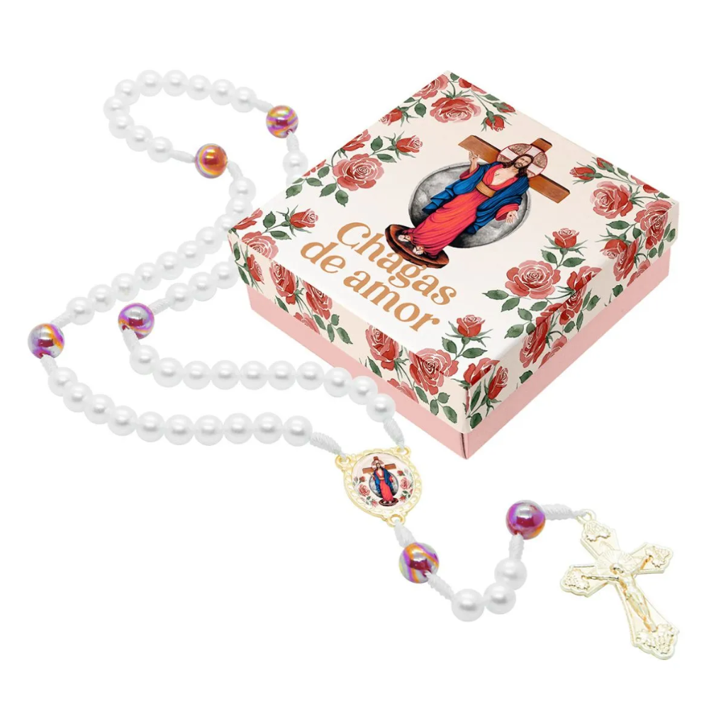 Rosary in a Jesus of the Holy Wounds box