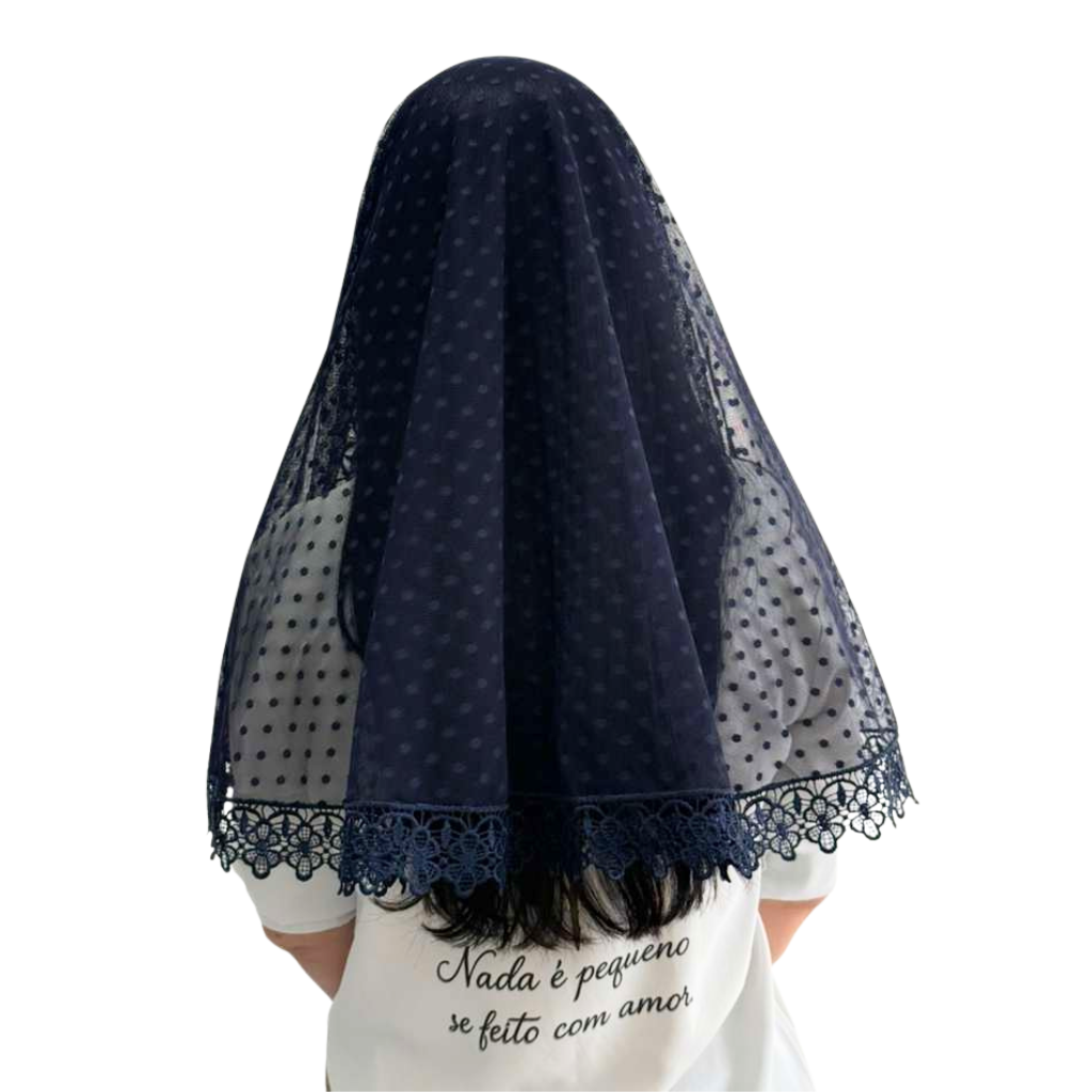 Véu Tradicional Celina Azul Marinho