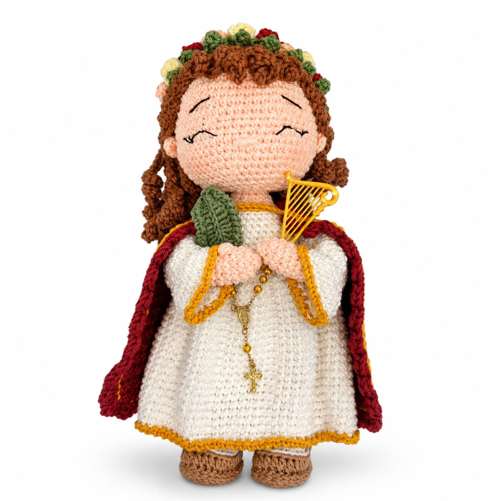 Boneca Santa Cecília em Crochê - 27cm