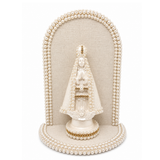 Altar em MDF com Forro em Linho e Nossa Senhora 15 cm