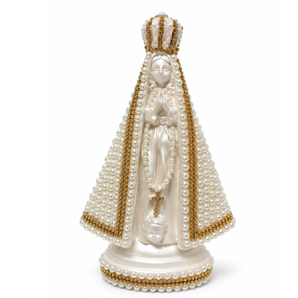 Nossa Senhora Aparecida Perolada com Rosário - 23cm
