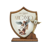 Adorno Madeira Escudo e Espada São Miguel Arcanjo