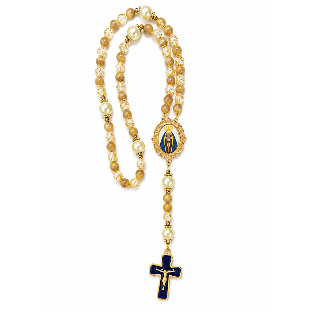 Terço Pérolas de Vidro Nossa Senhora Aparecida