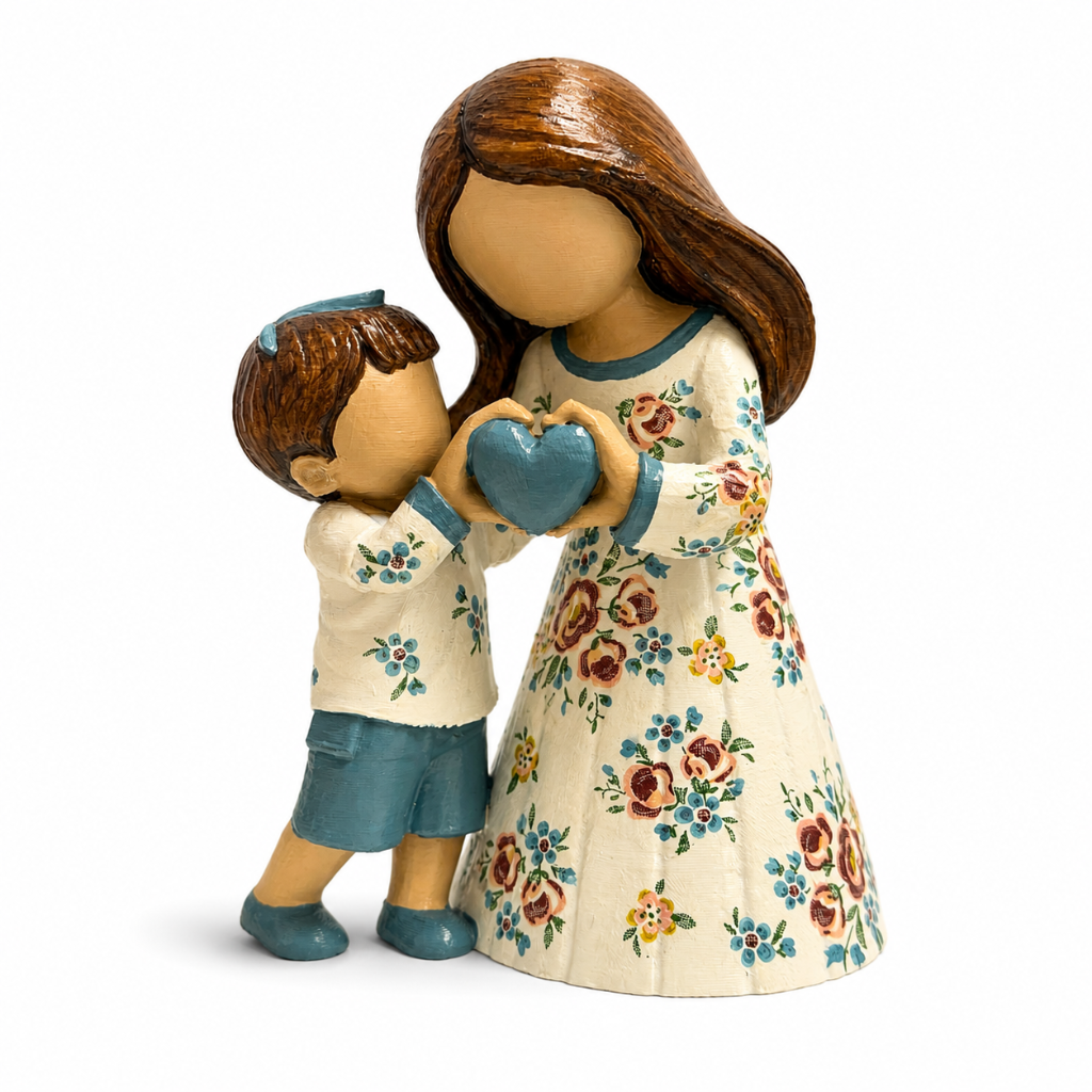 Mãe e Filho com Coração - 13cm