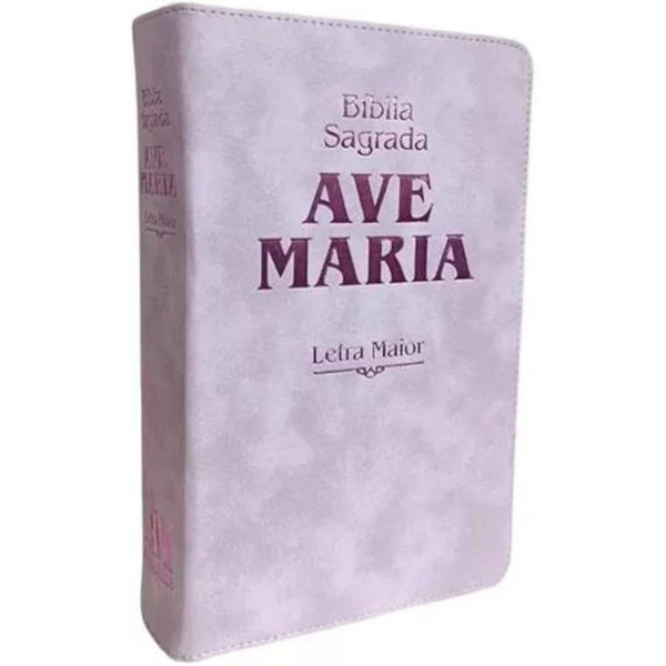 Bíblia Sagrada Ave Maria Letra Maior - Rosa Ziper