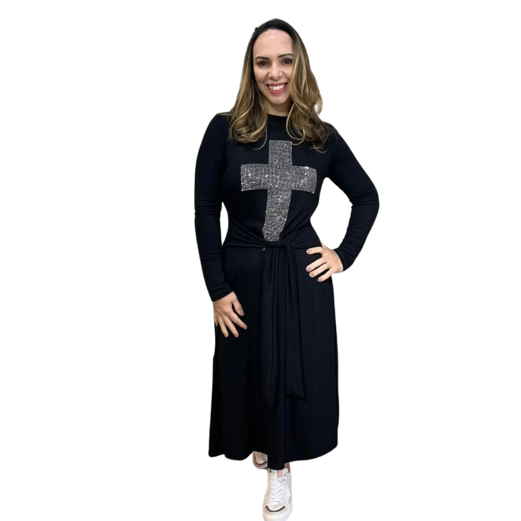 Long Sleeve Cross Midi Dress