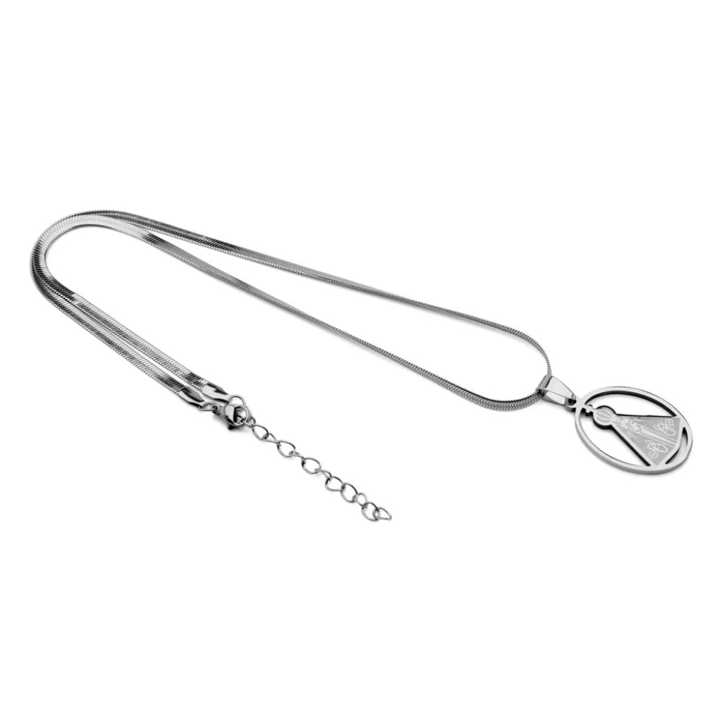 Laminated Stainless Steel Necklace Our Lady of Aparecida Oval