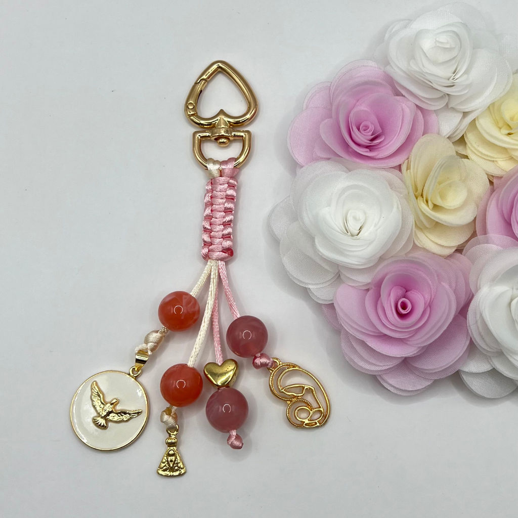 Pink Devotional Keychain with Faith Charms