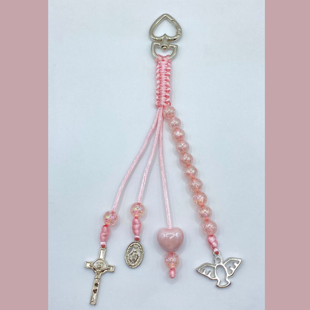 Pink Devotional Keychain with Charms