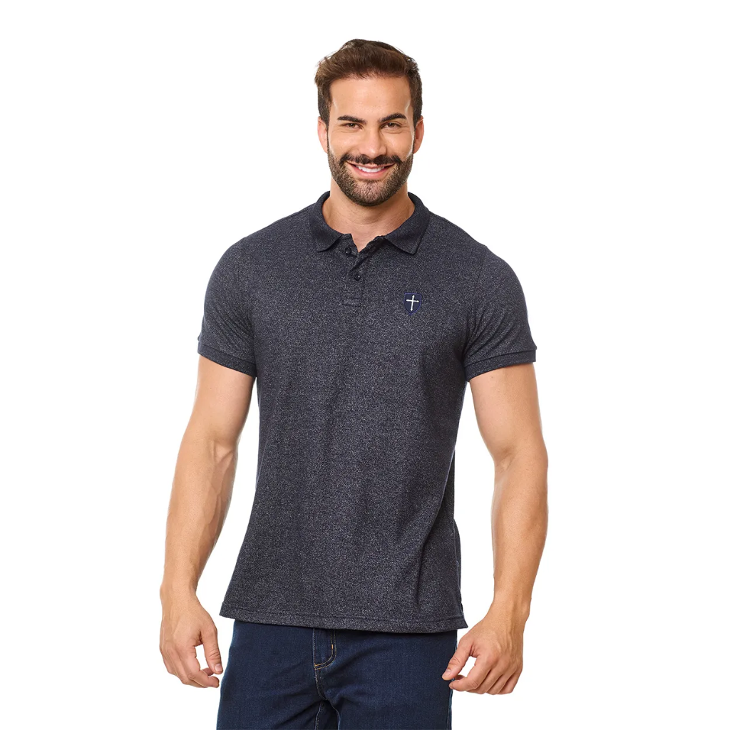 Polo Neck T-Shirt with Cross