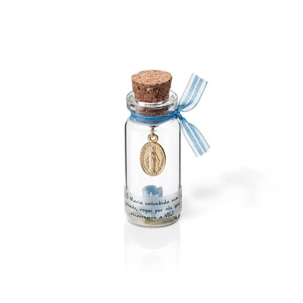 Our Lady of Grace Medal Pendant in a Small Glass Jar - Keepsake
