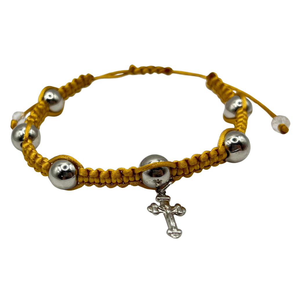 Mustard Bracelet with Crucifix
