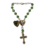 Green Decade Rosary for Car with Reliquary