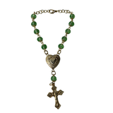 Green Decade Rosary for Car with Reliquary