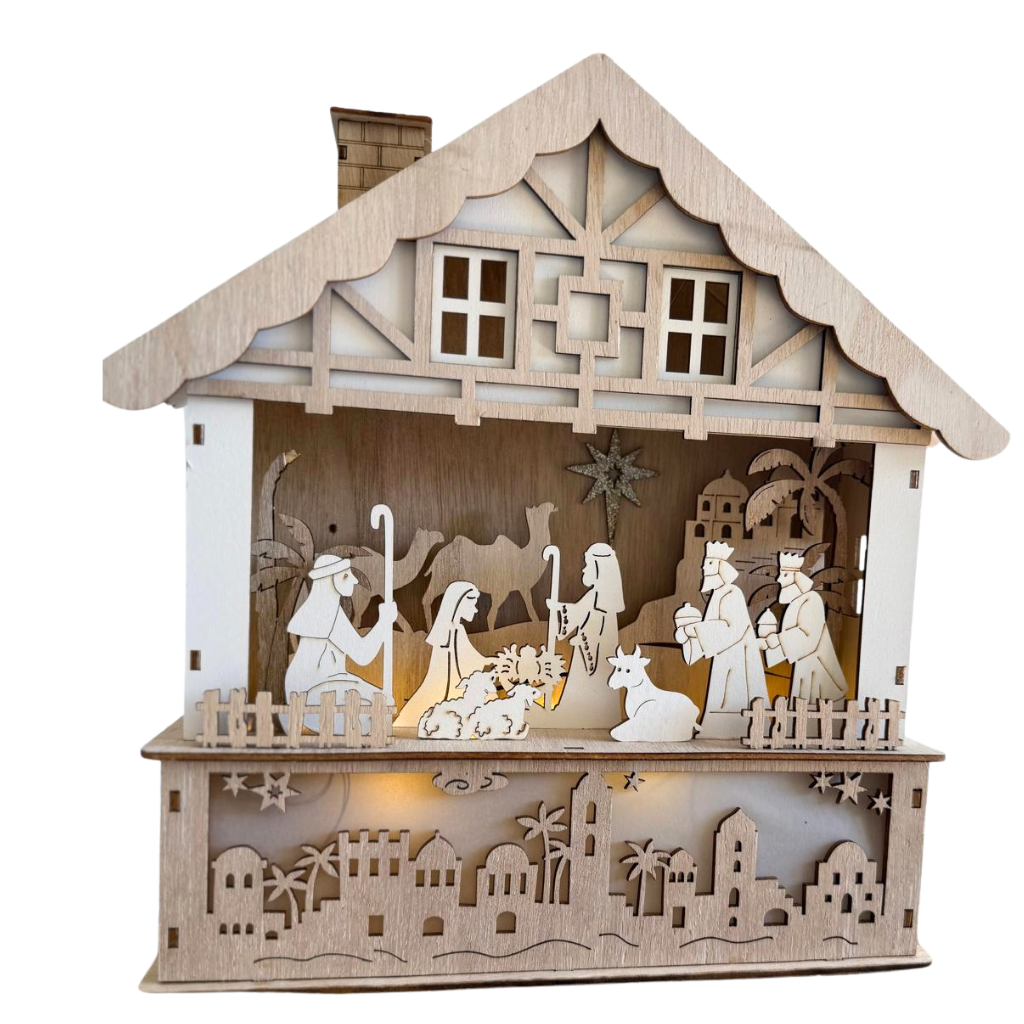 Presépio em Madeira com Luz