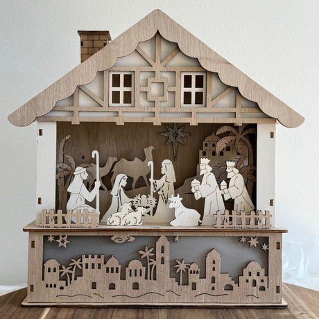 Presépio em Madeira com Luz