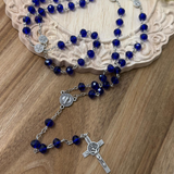 Crystal Rosary with Saint Benedict Medal – Blue
