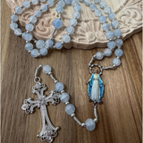 Crystal Bead Rosary with Our Lady of Graces – Light Blue