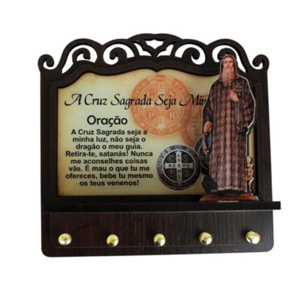 3D Resin Wood St. Benedict Key Holder - 18cm