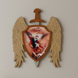 Escudo Alado com Espada São Miguel Arcanjo - 17 cm X 15 cm