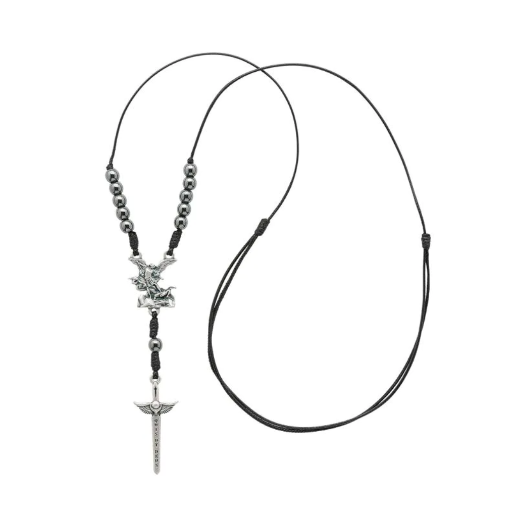 Colar dezena São Miguel Arcanjo Hematita