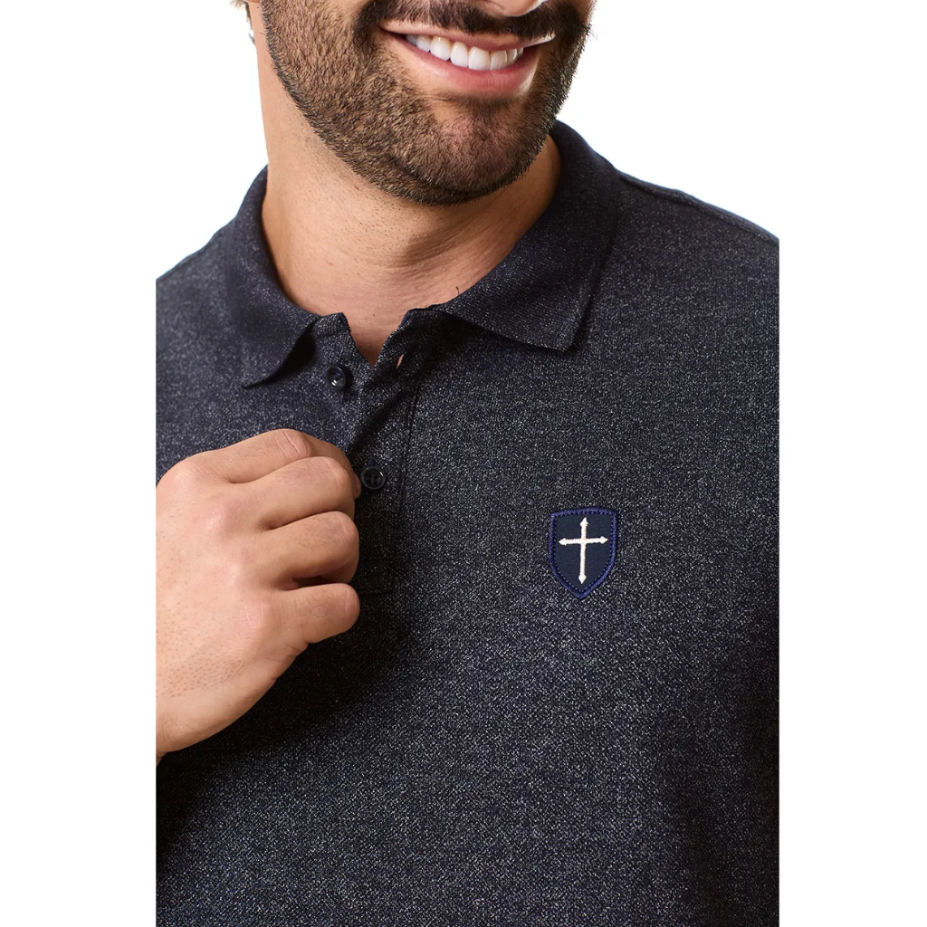 Polo Neck T-Shirt with Cross
