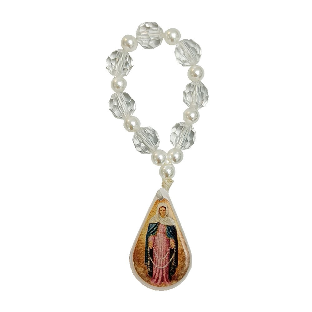 Finger Decade Our Lady of Tears and Jesus Handcuffed Front and Back Bead - 8 mm