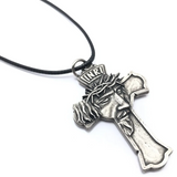 Necklace Cross Face of Christ and Sacred Heart of Jesus