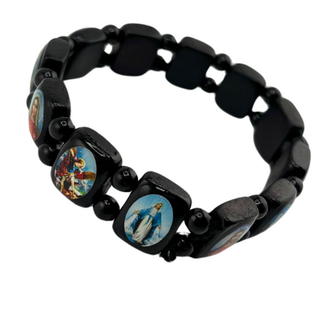 Wooden Jesus Bracelet with Rosary