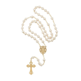 Golden Rose Bud Pearl Rosary