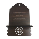 MDF Bible Stand with Medal and Prayer of Saint Benedict - 33 cm x 20 cm