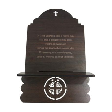 MDF Bible Stand with Medal and Prayer of Saint Benedict - 33 cm x 20 cm