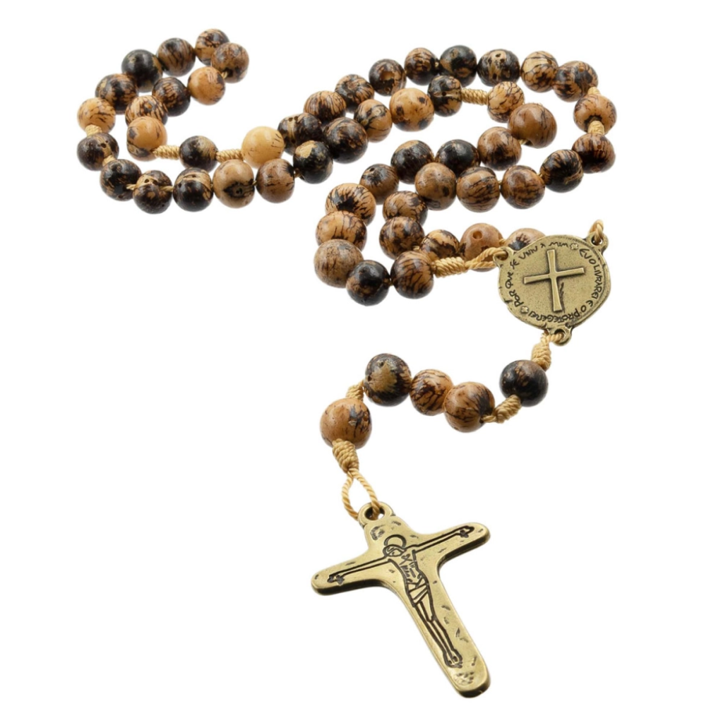 Rosary Medal of the Two Crosses Açaí Seed