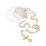 Golden Rose Bud Pearl Rosary