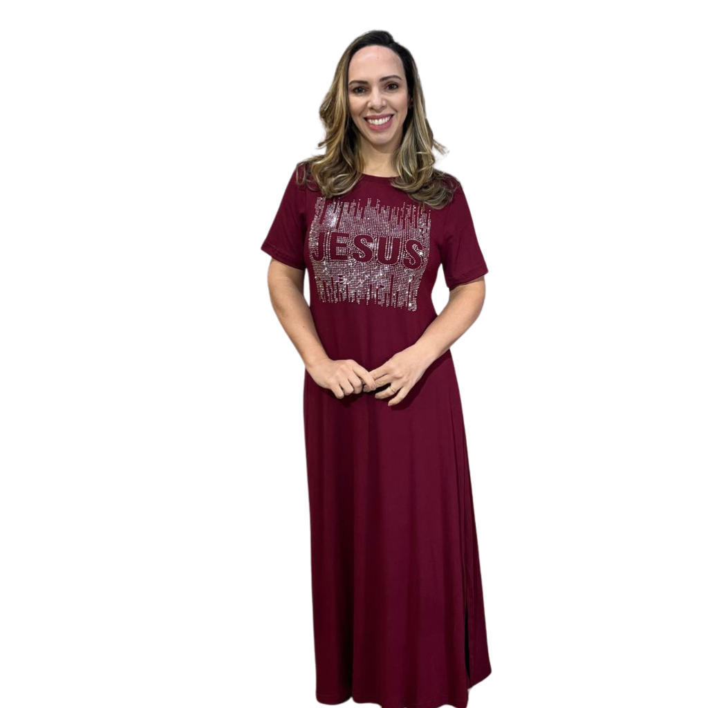 Jesus Rhinestone Long Dress
