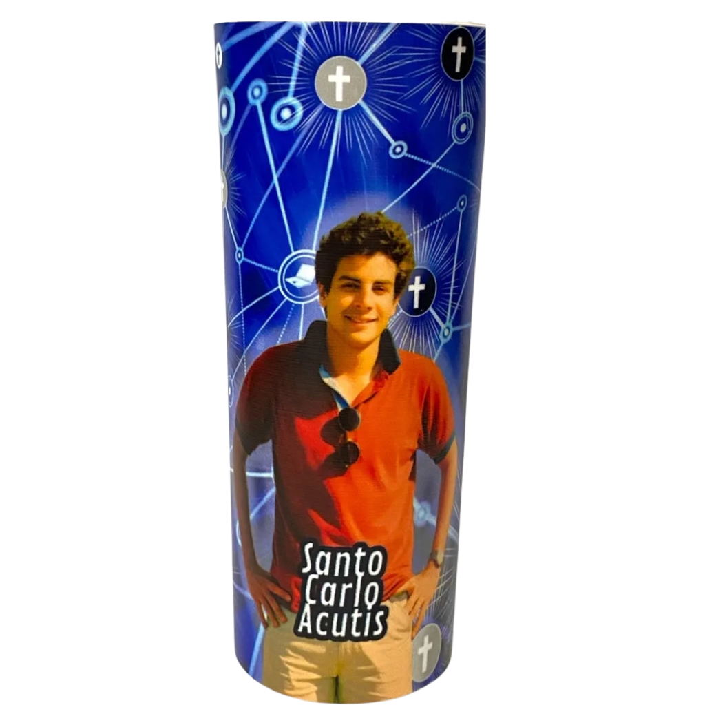 Vela Votiva Oração Efeito Abajur De Santo Carlos Acutis