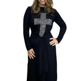 Long Sleeve Cross Midi Dress
