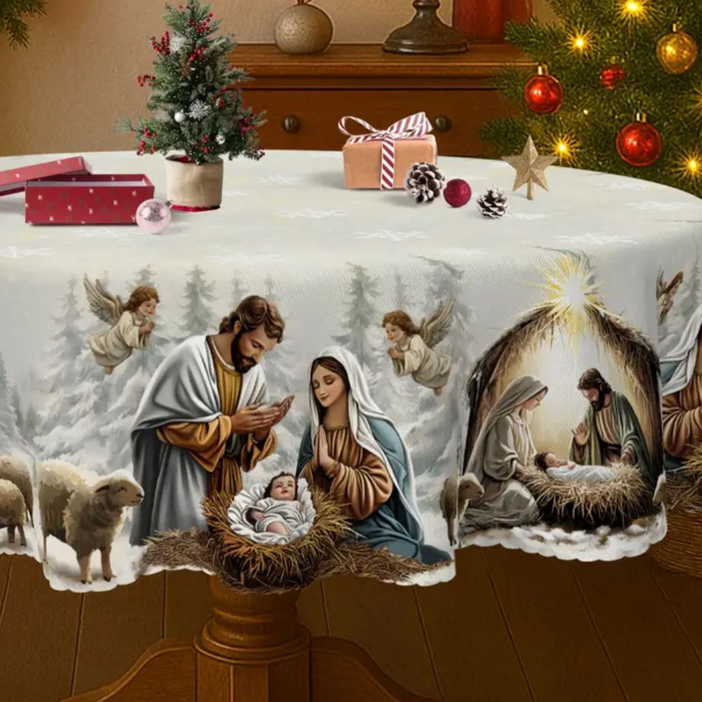 Christmas tablecloth with nativity scene – Cantinho Sagrado
