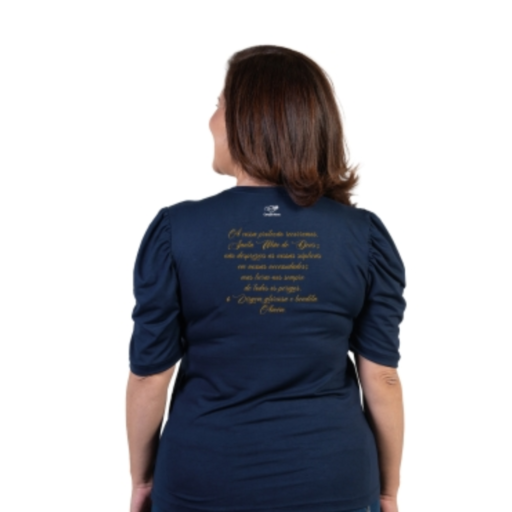 Blusa Manga Bufante Maria Mãe e Rainha