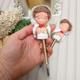 Canetas Devocionais com Ponteira em Crochê
