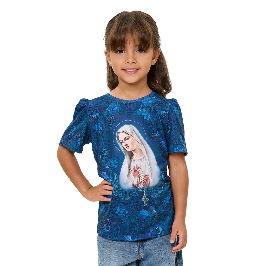 Baby Look Infantil Nossa Senhora de Fátima