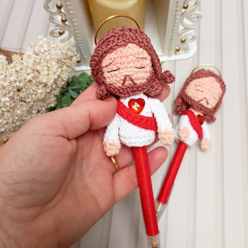 Canetas Devocionais com Ponteira em Crochê