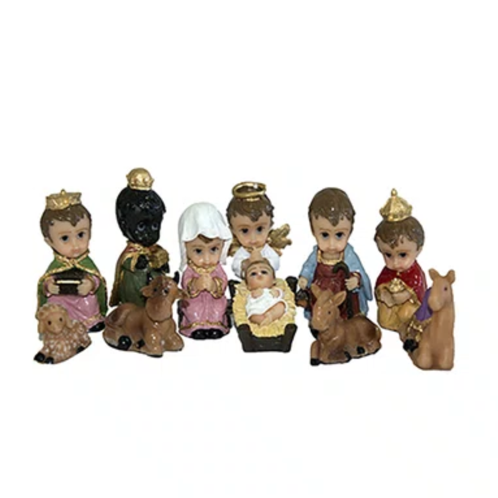 Children's Nativity Scene, National Resin, 12 Pieces - 6 cm