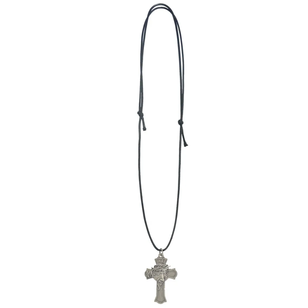 Necklace Cross Face of Christ and Sacred Heart of Jesus